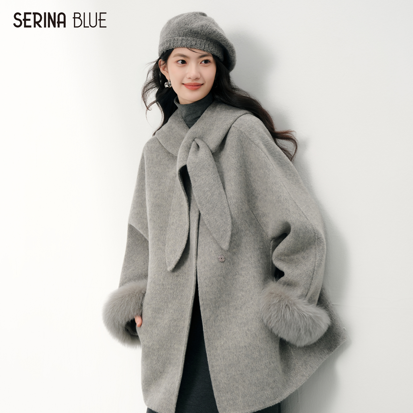 SeRinaBlue冬季新款毛呢羊毛大衣