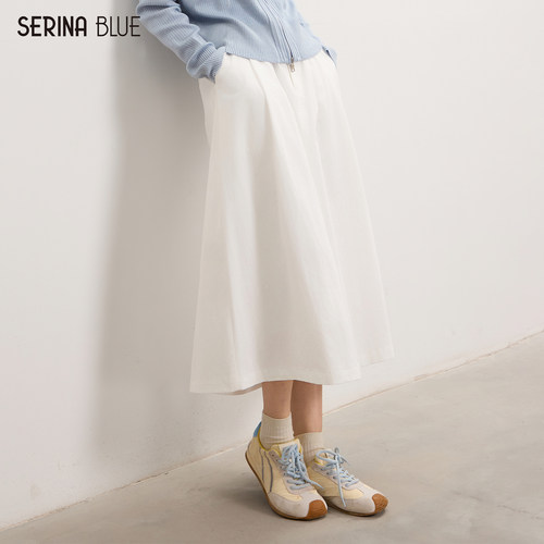 SeRinaBlue商场同款白色女半身裙