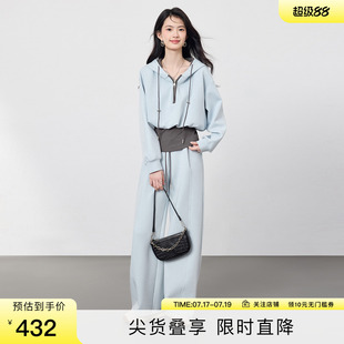 SeRinaBlue2026年春季新款假两件卫衣套装休闲卫裤女运动风两件套