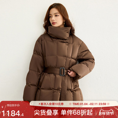 SerinaBlue沙芮娜2025冬季气质收腰磁吸扣门襟90绒防风羽绒服女