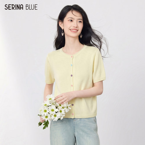 SeRinaBlue女士天丝亚麻针织开衫