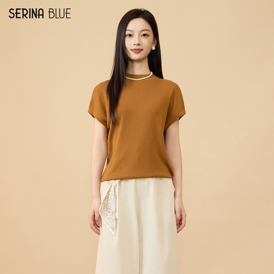 SeRinaBlue时尚洋气女短袖针织衫