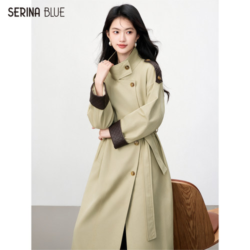 SeRinaBlue女士长款风衣外套