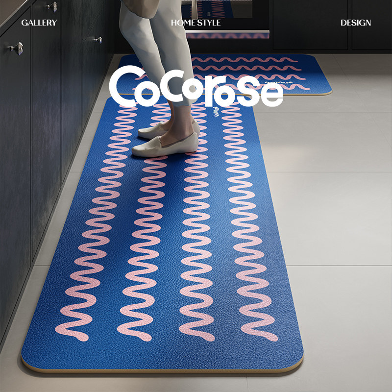 漫游蓝调多巴胺网红厨房地垫防水防油软硅藻泥脚垫氛围感耐脏防滑,居家布艺,厨房地垫,淘宝优惠券,粉丝福利购,淘宝优惠卷