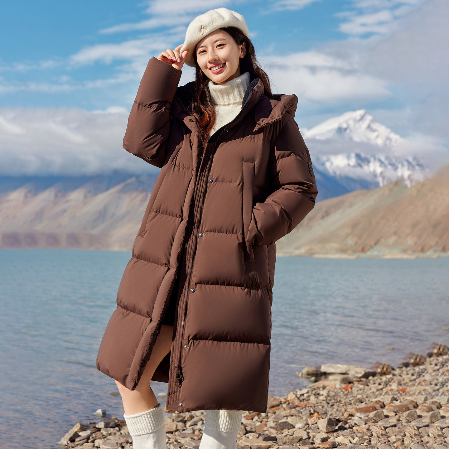 中长款连帽女潮雪中飞洋气冬装