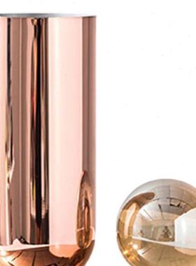 极速北欧轻奢圆形镜面玻璃托盘客厅玄关餐桌不锈钢花器样板房软装