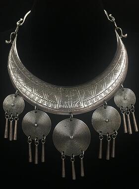 民族项链风复古项圈苗族苗银演出饰品女大舞蹈傣族配饰兰吊坠头饰