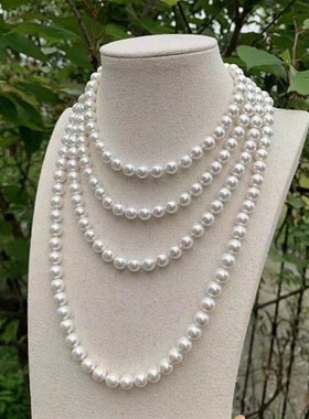 经典百搭珍珠毛衣链女秋冬长版双层贝珠项链搭配旗袍饰品毛衣链