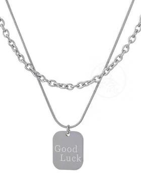 -I wish you good luck ~ double-layer letter tag stacking nec
