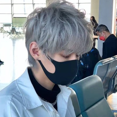 假发男士短直发韩系微分碎盖日常韩版学生头短发奶奶灰男生全头套