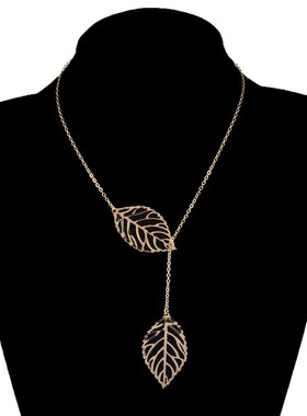 Necklace chain, clavicle chain, metal leaf, double leaf, all