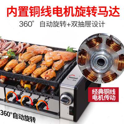 极速电烤炉家用烧烤炉无烟室内烤肉盘上下双层自动旋转烤串机韩式