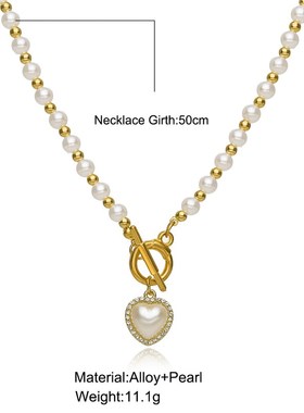 Pearl Heart Pendant Collar Chain珍珠爱心项链女式OT扣 锁骨链