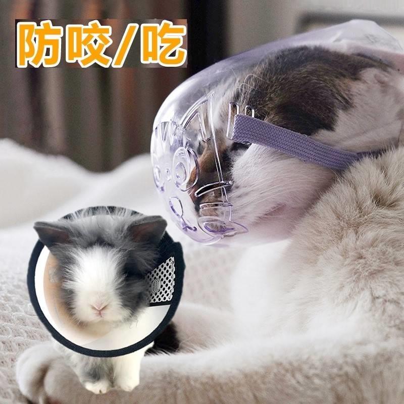 极速兔兔子咬防嘴套头套宠物防啃咬嘴巴项圈侏儒垂耳兔子防子咬线