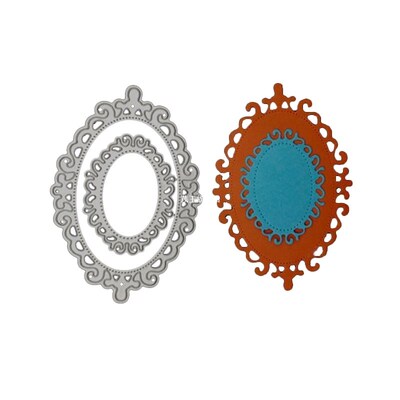 极速2pcs/set Oval Frame Metal Cutting Dies Stencils 适用於 D