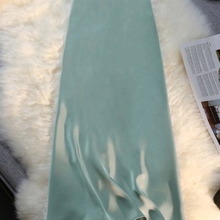 Syiwidii Silk Satin Long Skirts for Women 4 Seasons Elegant