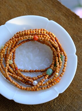 福禄小多宝 天然油润橄榄核葫芦 迷你手串南红玉石青金设计款 孤