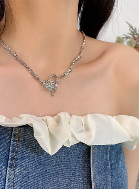 极速Double layer bead chain color transparent  necklace fema