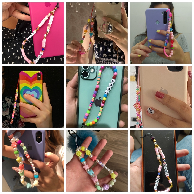 New Multicolor Mobile Phone Chain Handmade Strap Lanyard Bea