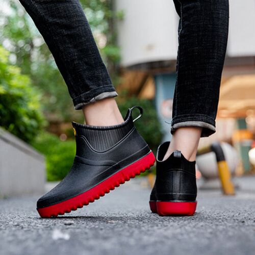 极速Men Non-slip Waterproof Rain Boots Short Tube Footwear K