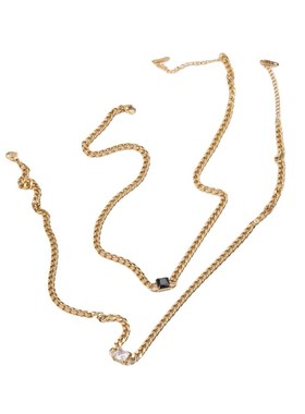 Square Zircon Necklace Thick Chain Titanium Steel Electropla