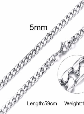 Solid Necklace Curb Chains Link Men Choker Stainless Steel