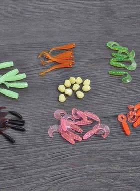 Soft Fishing Worm Lures Bait Lead Jig Head Hooks Suite Set L