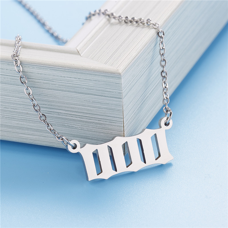 Stainless Steel Angel Number Lucky Numbers Necklaces 111 222