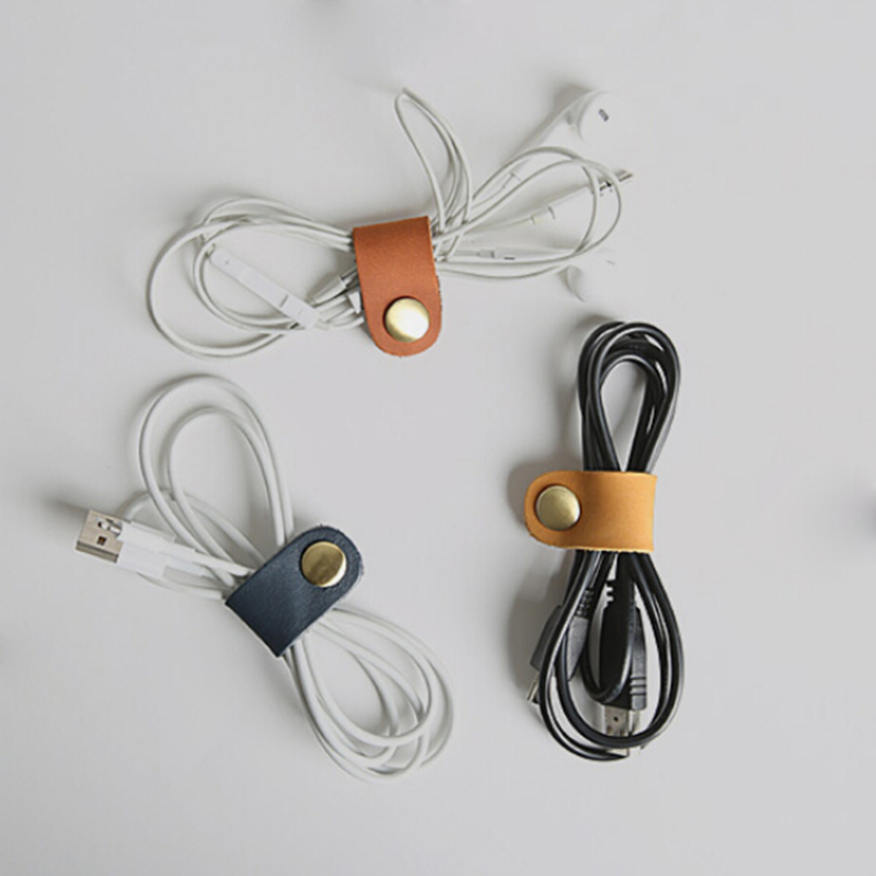 1 Pcs Leather Cable Winder Wire Organizer Data Line Holder