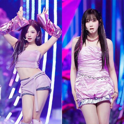 极速aespa女团宁艺卓金玟庭同款supernova打歌服紫色连衣裙舞蹈演