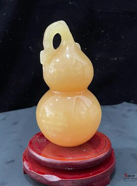 快速发货b天然黄玉葫芦摆件新中式家居客厅玄关酒柜书桌装饰品开