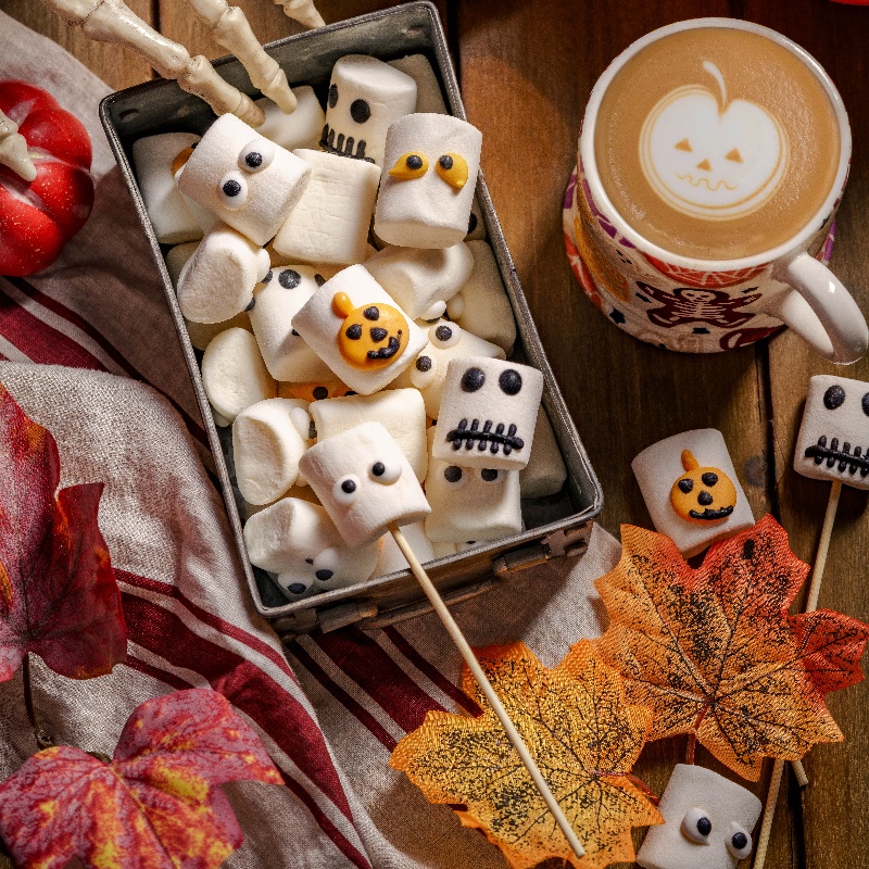 万圣节南瓜棉花糖骷髅眼睛
