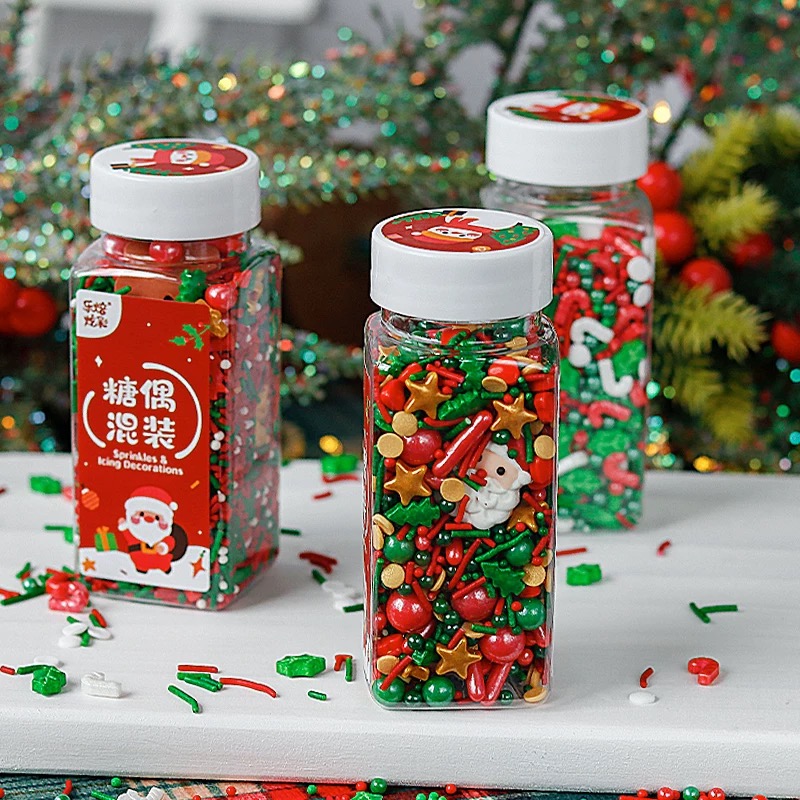包邮圣诞节蛋糕装饰糖珠彩针糖果圣诞老人圣诞树雪人烘焙装饰糖珠