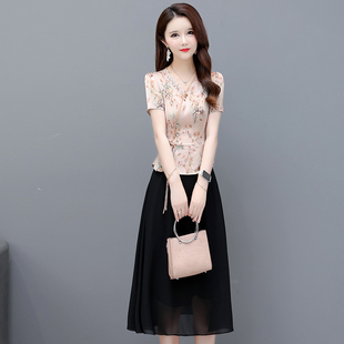 速发夏两件连衣妈2025假季 高档旗袍妈裙气质国风长裙子 新款