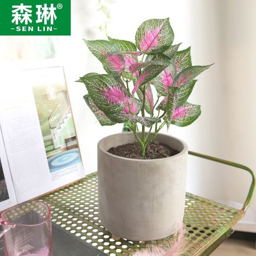 速发植物叶子假花绿叶子树叶装饰绿植墙面装台塑料紫苏叶饰盆栽