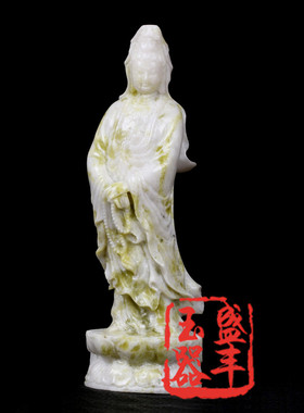 速发蓝田平扭身家居饰品客厅供奉佛像摆设镇宅保礼安玉品