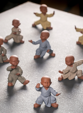 速发装造中国风太摆功夫小和尚极件创意陶瓷人物禅意办公室书房久