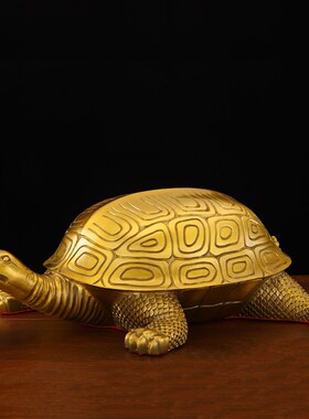 速发纯黄铜乌龟摆艺金色千年龟办公室卧室家居摆饰品属工件金摆饰