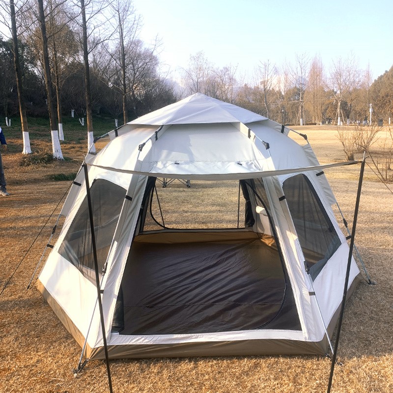 极速Outdoor tent hexagonal camping thick rain proof picnic t