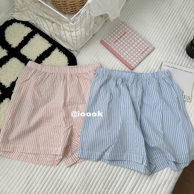 终于高温啦！可以穿凉快舒服的棉少女条纹短裤日常居家短睡裤咯