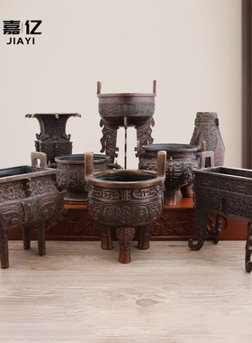 速发采购产品青铜饰品,复古四羊方尊三脚铜鼎,纯铜方鼎炉香,,