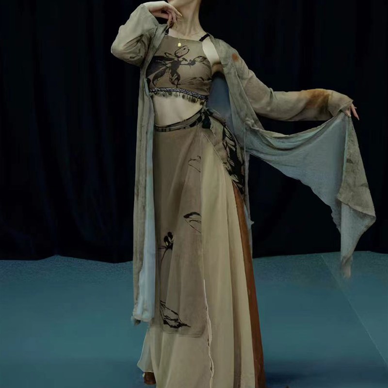 速发古风爵士异飘风新中式舞蹈服域逸裙韵纱衣吊带身裤练功服