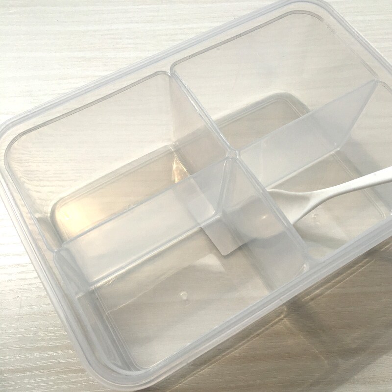 速发2.1L分格保鲜盒密封盒调味盒分隔型杂粮盒长方形冰箱储物盒塑