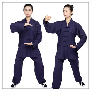 速发武当三宝太道士服装男夏领正一道服居士服亚麻季极服道装道