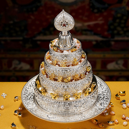 速发S曼扎盘 吉八祥曼扎 7堆图曼茶罗达曼 盘 带托盘全套1m