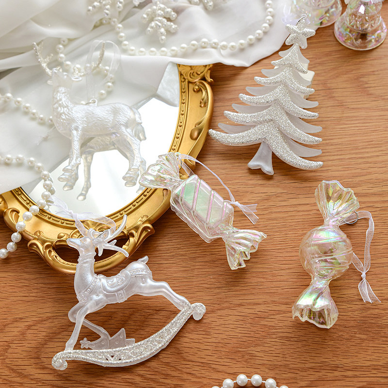 速发创琪透明挂彩亚克力圣诞雪花铃铛异形七饰圣诞树装饰诺意挂件