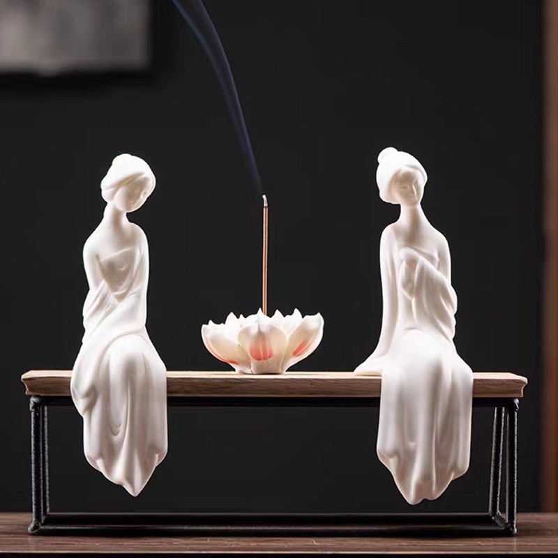 速发陶瓷陶瓷仕中式线香炉摆件茶茶桌台禅意香薰炉香座客装人物厅