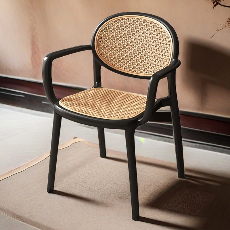 速发2024款新餐椅靠背叠料藤编椅子家用休闲椅备用凳子可塑放板凳