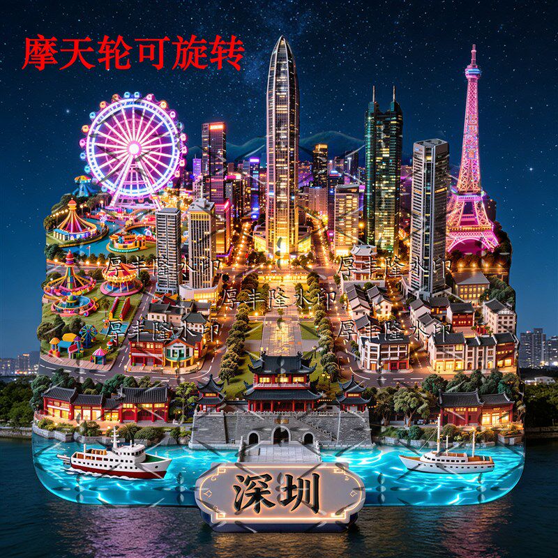 速发深圳金属浮雕冰箱贴磁吸贴文创特色旅游景点纪念品伴手礼物送