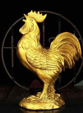 速发纯铜鸡摆件铜大招財生肖鸡元鸡宝艺居客厅工家品
